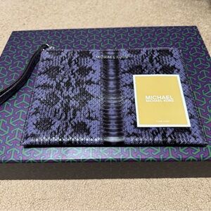 Michael Kors Snakeskin Black and Purple Clutch/ Wristlet